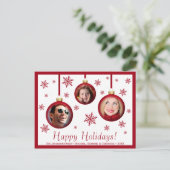 Carte Postale Boules rouges amusantes et flocons de neige 3 Phot (Debout devant)