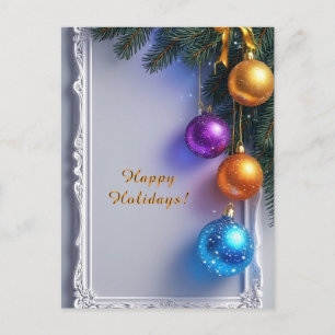 Carte Postale 🎄 Boules scintillantes Lueur hivernale ❄️ Pin fes
