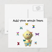 CARTE POSTALE BOUNCING BÉBÉ GARÇON AVEC 9 BUTTERFLITS (Devant / Derrière)