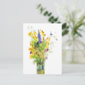 Carte Postale Bouquet aquarelle de fleurs estivales (Debout devant)