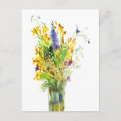 Carte Postale Bouquet aquarelle de fleurs estivales (Devant)