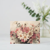 Carte Postale Bouquet Cosmos vintage (Debout devant)