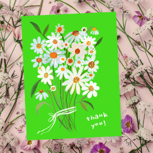 Carte Postale Bouquet Daisy Merci Gouache peint à la main