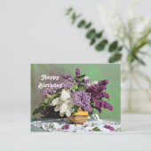 Carte Postale Bouquet d'anniversaire de lilas violets et blancs  (Debout devant)