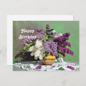Carte Postale Bouquet d'anniversaire de lilas violets et blancs  (Devant / Derrière)