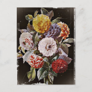 Carte Postale Bouquet d'antiquités Dahlias