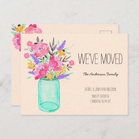 Carte Postale Bouquet d'aquarelle Mason Fleurs de pot Nous avons (Devant / Derrière)