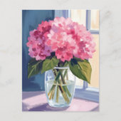 Carte Postale Bouquet d'aquarelle rose Vase Hydrangea (Devant)