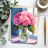 Carte Postale Bouquet d'aquarelle rose Vase Hydrangea