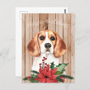 Carte Postale Bouquet de Beagle d'aquarelle et Noël