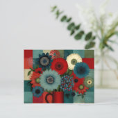 Carte Postale Bouquet de Bleuet Patchwork de Ferme (Debout devant)