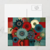 Carte Postale Bouquet de Bleuet Patchwork de Ferme (Devant / Derrière)