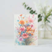 Carte Postale Bouquet de Calligraphie Fleurs Anniversaire (Debout devant)
