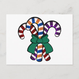 Carte Postale Bouquet de cannes de bonbons - ruban vert 