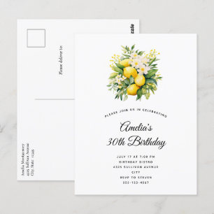 Carte Postale Bouquet de citron aux fleurs blanches Anniversaire