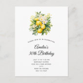 Carte Postale Bouquet de citron aux fleurs blanches Anniversaire (Devant)