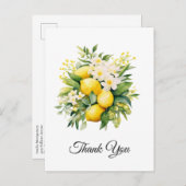 Carte Postale Bouquet de citron avec Merci de fleurs blanches (Devant / Derrière)