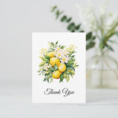 Carte Postale Bouquet de citron avec Merci de fleurs blanches (Debout devant)