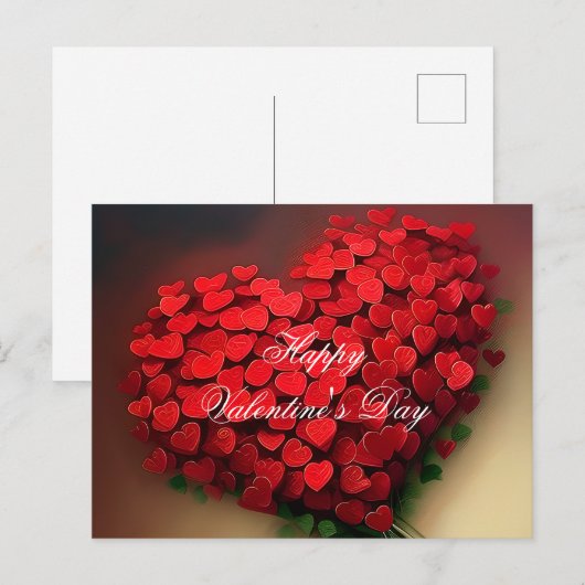 Carte Postale Bouquet de cœurs rouges valentin (Devant / Derrière)