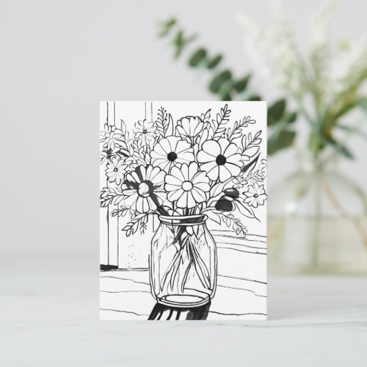 Carte Postale Bouquet de fleurs (Debout devant)