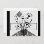 Carte Postale Bouquet De Fleurs Abstrait Noir (Devant / Derrière)