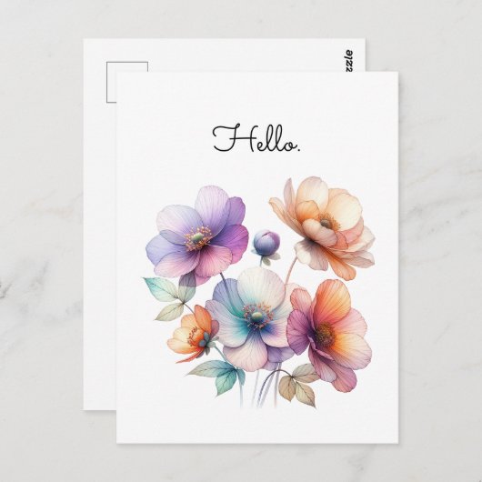 Carte Postale Bouquet de fleurs aquarelles personnalisables (Devant / Derrière)