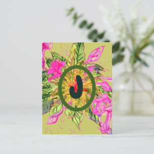 Carte Postale Bouquet de fleurs de baume rose & lettre