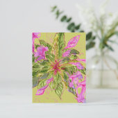 Carte Postale Bouquet de fleurs de baume rose sur vert (Debout devant)