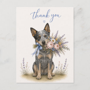 Carte Postale Bouquet de fleurs de Blue Heeler pour un remerciem