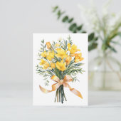 Carte Postale Bouquet de fleurs de Freesia jaune (Debout devant)