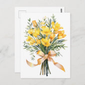 Carte Postale Bouquet de Fleurs de Freesia Jaunes (Devant / Derrière)