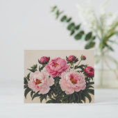 Carte Postale Bouquet de fleurs de pivoine rose en fleurs (Debout devant)