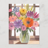 Carte Postale Bouquet de fleurs de printemps | Aquarelle Florale (Devant)
