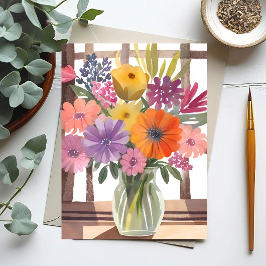 Carte Postale Bouquet de fleurs de printemps | Aquarelle Florale