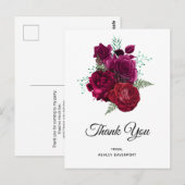Carte Postale Bouquet de fleurs de rose magenta élégant remercie (Devant / Derrière)