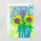 Carte Postale Bouquet de fleurs de soleil (Devant / Derrière)
