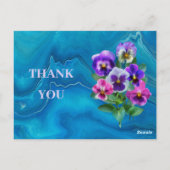 Carte Postale Bouquet de fleurs de violettes pensées MERCI (Dos)