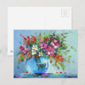 Carte Postale Bouquet de fleurs d'été dans un vase (Devant / Derrière)