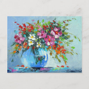 Carte Postale Bouquet de fleurs d'été dans un vase