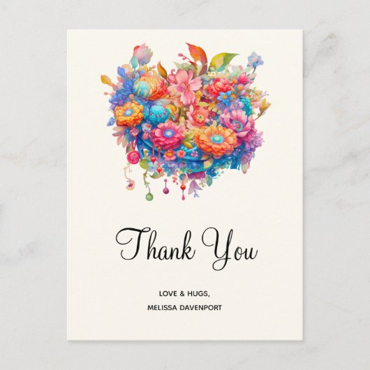 Carte Postale Bouquet de fleurs d'été Whimsical Boho (Devant)