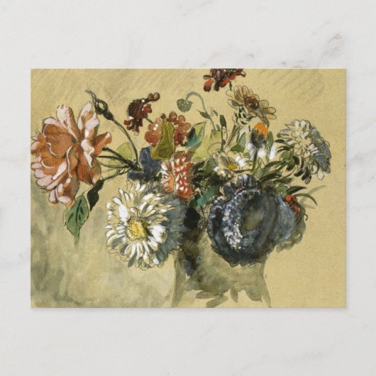 Carte postale Bouquet de fleurs d'Eugène Delacroix (Devant)