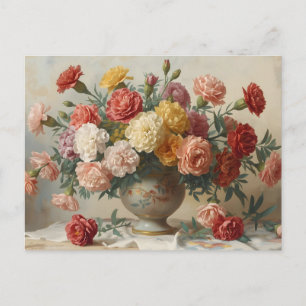 Carte Postale Bouquet de fleurs d'œillet Nature morte vintage