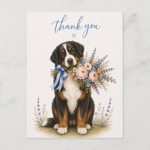 Carte Postale Bouquet de fleurs du chien de montagne bernois Mer