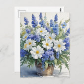 Carte Postale Bouquet de fleurs Elégante aquarelle (Devant / Derrière)