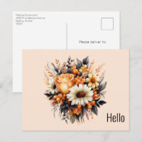 Bouquet de fleurs gris-jaune orange