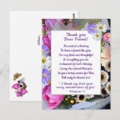 Carte Postale Bouquet de fleurs printanières Merci l'ami(e) (Devant / Derrière)