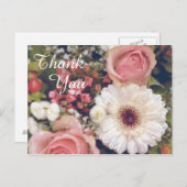 Carte Postale Bouquet de fleurs romantiques Merci (Devant / Derrière)
