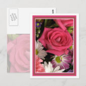 Carte Postale Bouquet de fleurs rose (Devant / Derrière)