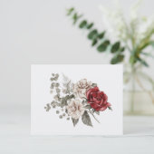Carte Postale Bouquet de fleurs rouge gris et crème Boho (Debout devant)