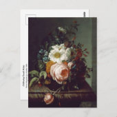 Carte Postale Bouquet de fleurs sur une table de marbre par Rach (Devant / Derrière)